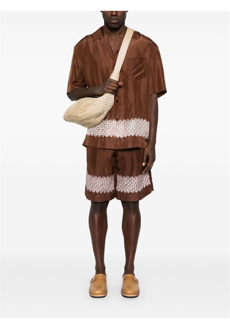 Brown  graphic-print shorts Feng chen wang - men FENG CHEN WANG | FENG19ST07DRKBRWN
